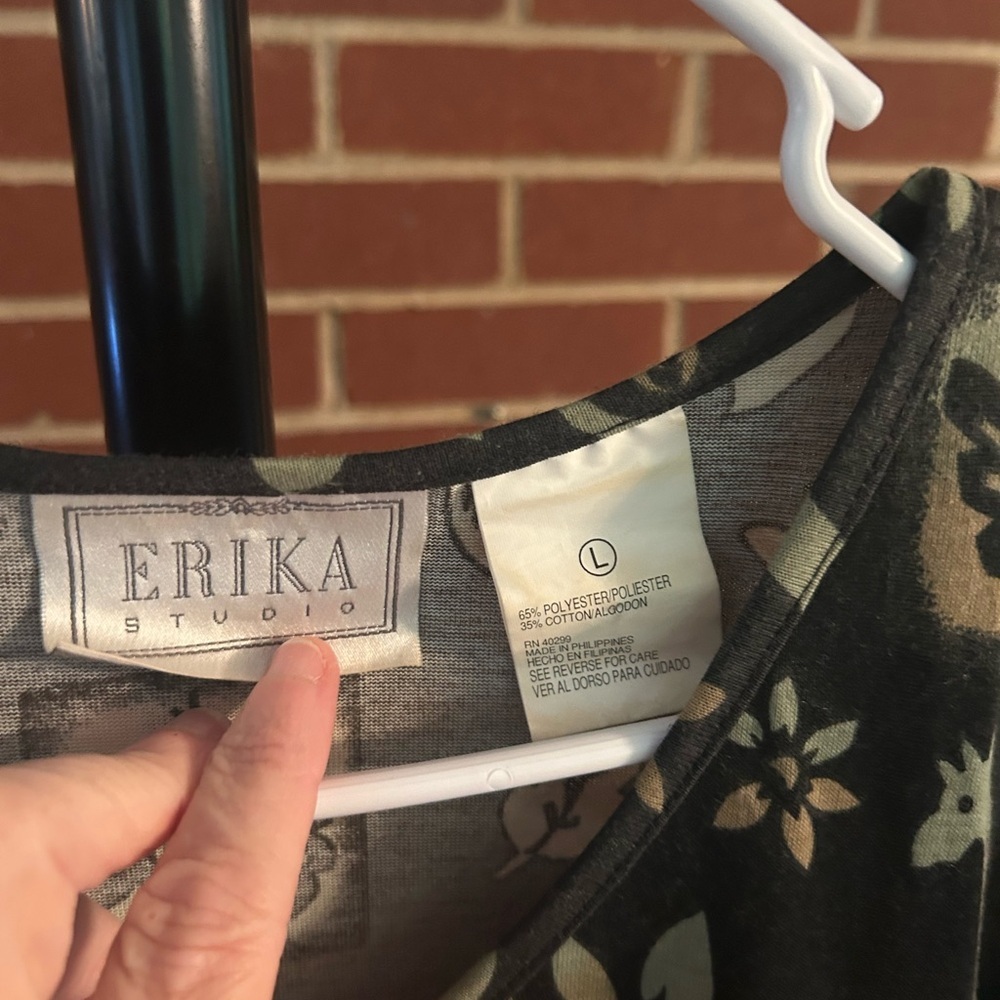 Vintage Erika Giraffe Print Midi‎ Dress Black Gold Quirky Artsy - Picture 5 of 7